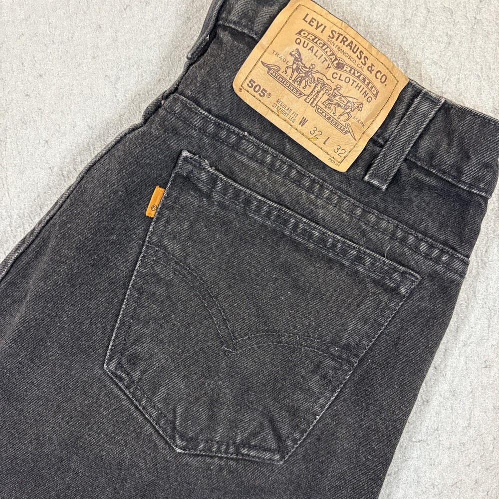 VINTAGE Levi's 505 ORANGE TAB Black Denim Jeans‎ Mens regular fit 32X32 (30x32)